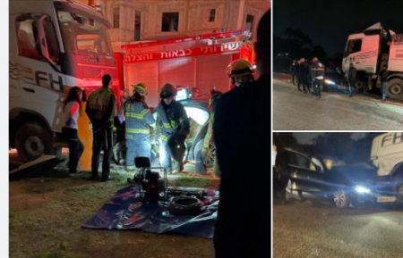 اصابة شاب بحادث طرق بين سيارة وشاحنة في كفرقاسم